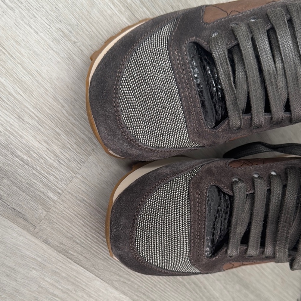 Brunello Cucinelli Gray and Brown Sneakers - Picture 3 of 6